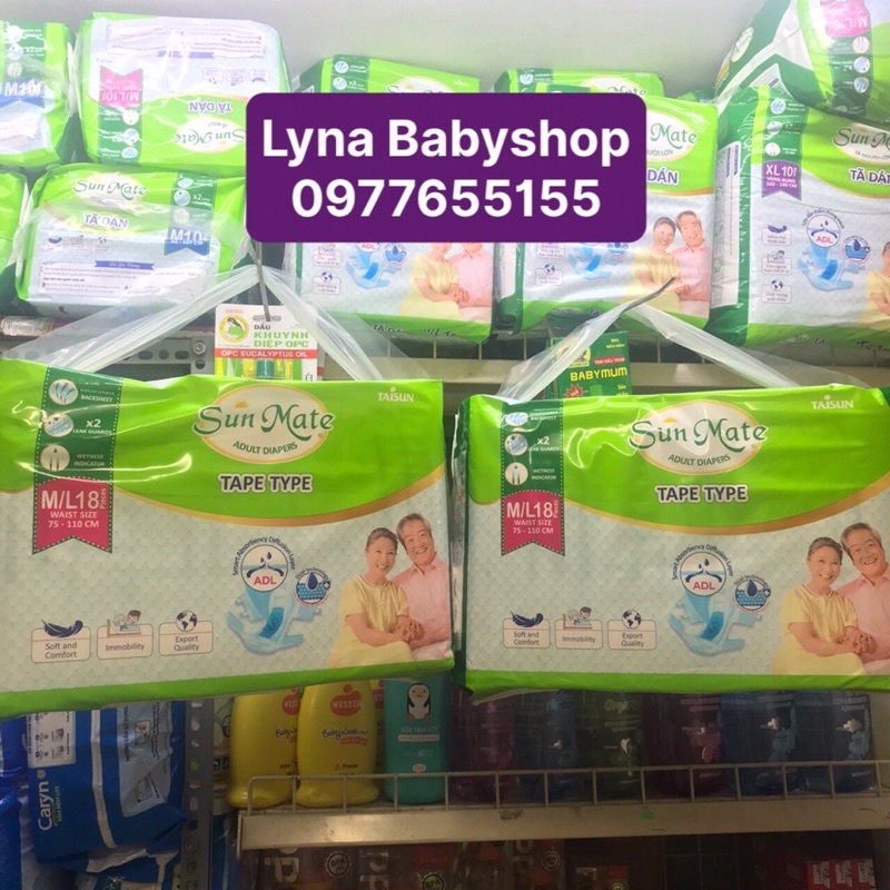 (Hoả tốc) Combo 2 Tã Dán Người Lớn Sunmate M/L18