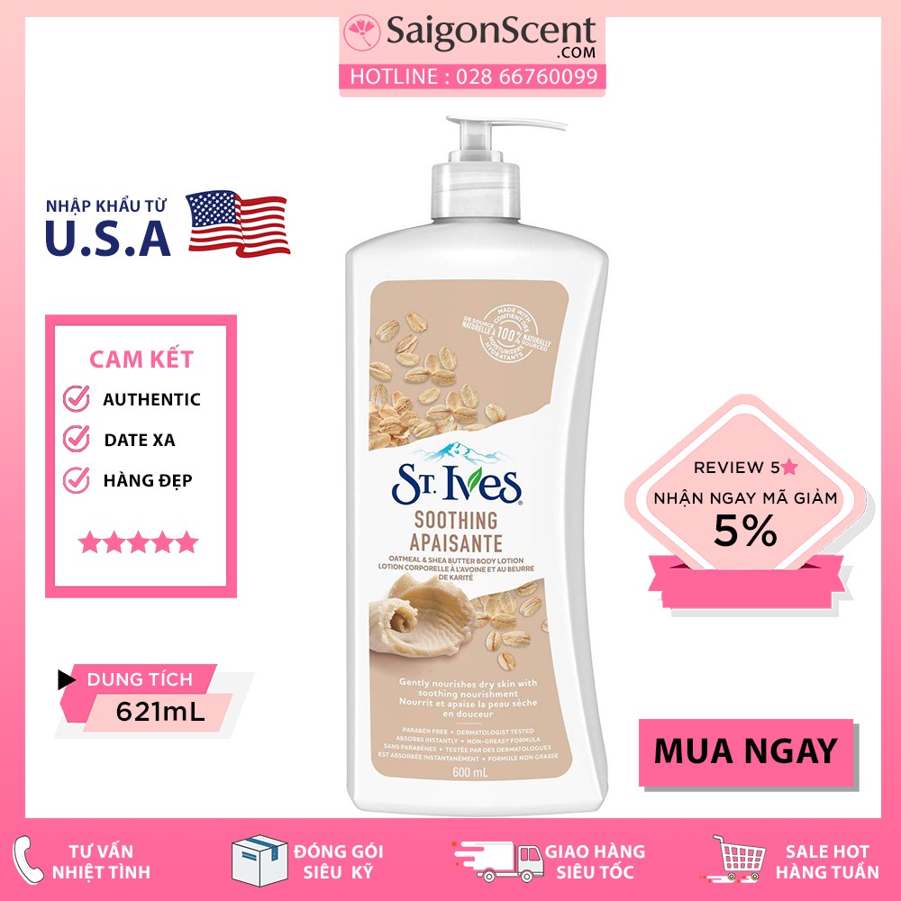 Dưỡng thể St.Ives Nourish Soothe Oatmeal & Shea Butter Body Lotion ( 621mL )