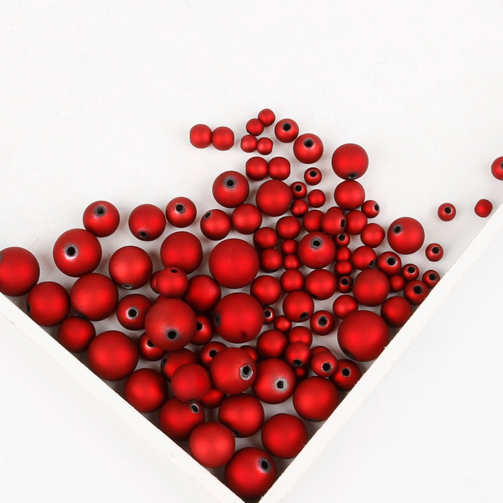 Hạt xâu chuỗi acrylic lỗ lớn làm trang sức màu đỏ đen 6mm/ 8mm/ 10mm/ 12mm/ 14mm/ 16mm