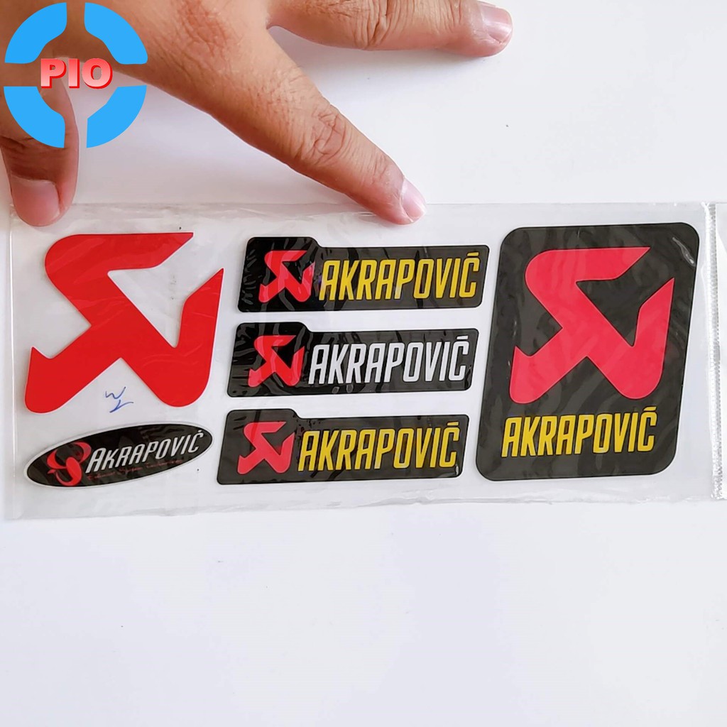 Bộ Tem Sticker AKRAPOVIC Phản Quang Cao Cấp Dán Xe Máy, Ô Tô, Mũ Bảo Hiểm, Chống Thấm Nước, Chống Bay Màu