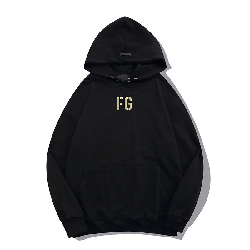 Áo hoodie tay dài in chữ ITEM ESSENTIALS FG