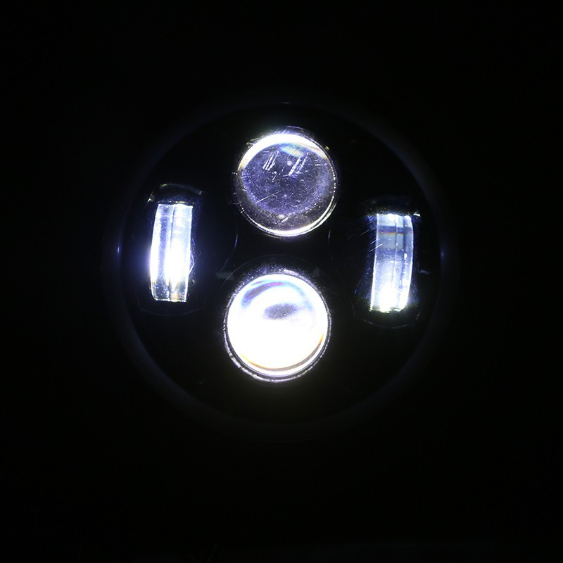 Đèn pha độ xe máy classic kiểu dáng Su GN bi Led gáo đèn tròn sơn đen , mặt mika trong