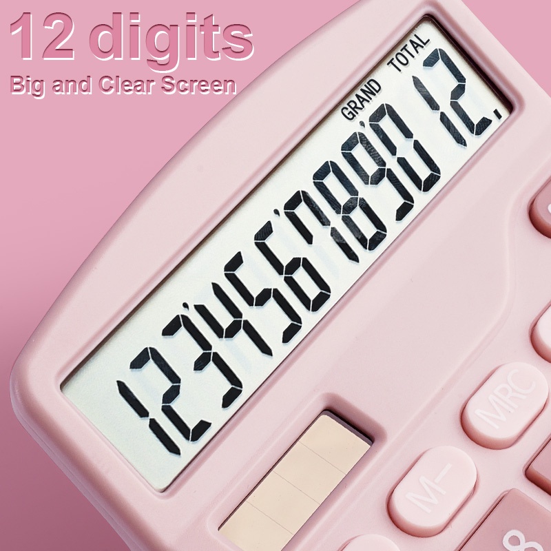 Máy tính 12 số chạy bằng năng lượng mặt trời với màn hình lớn*1+ cho học sinh/văn phòng