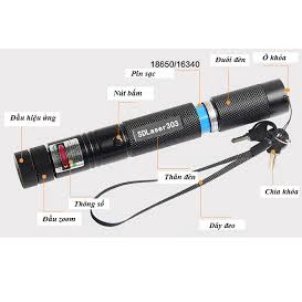 Đèn Pin Laser 303  Đèn Laze Tia xanh Lá hoặc Đỏ cực mạnh siêu sáng.