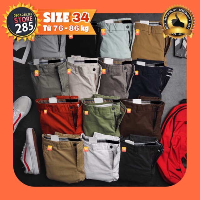 🏆SIZE 34🏆 CHẤT LƯỢNG 🔥 Các mẫu Quần Kaki vnxk store285 S34L1 cao cấp - co giãn - Slimfit