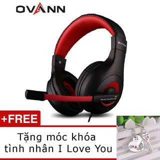 Tai nghe chụp tai Ovann X4 có Mic (Đỏ) + Tặng móc khóa tình yêu