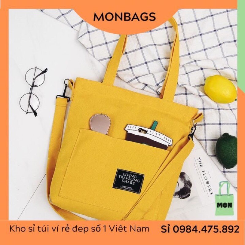 Túi Tote Vải Dày Dặn Cá Tính Để Quần Áo Đồ Đạc Đi Chơi Đi Học MONBAGS