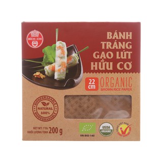 Bánh tráng gạo lứt hữu cơ 22cm Bích Chi hộp 200g
