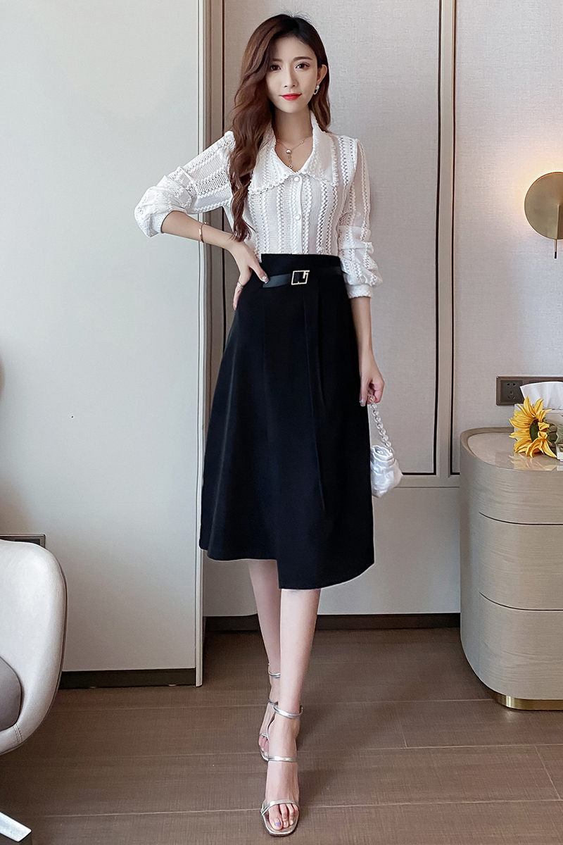 Spring and summer 2021 women's irregular A-skirt skirt, medium-length waistband skirt