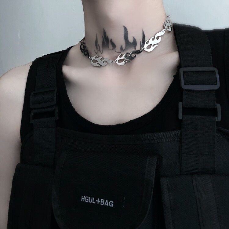 Vòng Cổ Hình Ngọn Lửa Cá Tính Phong Cách Hip-Hop Thời Trang