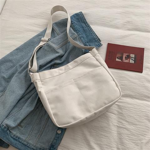 Túi Vải Canvas Đeo Chéo Phong Cách Harajuku Nhật Bản Hợp Thời Trang Cho Nữtúi đeo chéo nữ màu đen  trần trám dáng tròn dây bản to màu trắng học sinh  túi canvas đeo chéo