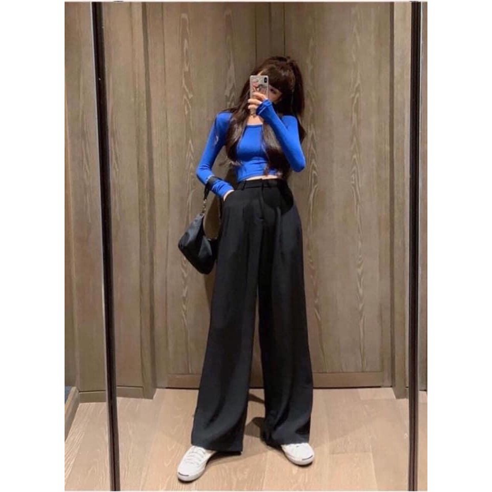Quần Ống Rộng Culottes Chất Tuyết Mưa Suông Dài 100cm