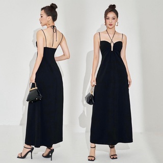 Đầm maxi hai dây đi biển sang chảnh - T
