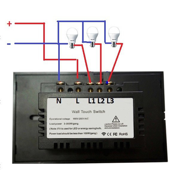 Công tắc cảm ứng wifi 4 nút - CTVC-PS4-285PL