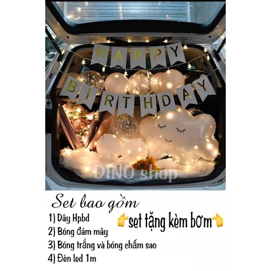 Set Bóng Bay Trang Trí Sinh Nhật Trên Cốp Xe Hơi Tạo Bất Ngờ, Set Bóng Bay Tặng Kèm Bơm Và Băng Dính