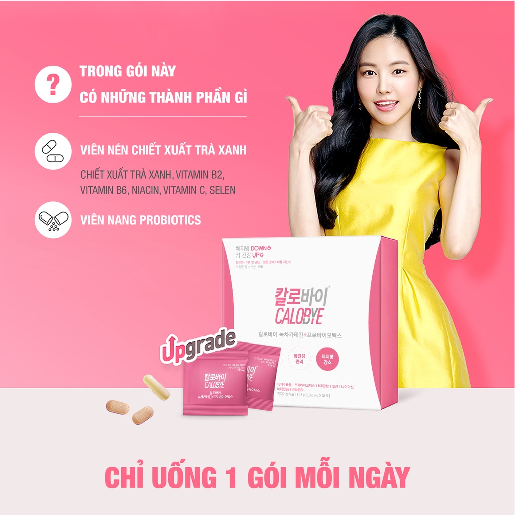 (30 Ngày x 30 Gói) Viên Uống Giảm Mỡ Calobye Catechin Trà Xanh + Probiotics