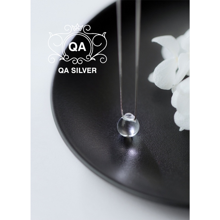 Dây chuyền bạc 925 mặt đá giọt nước trong suốt vòng cổ nữ tối giản S925 QUARTZ QA SILVER Necklace NE190301