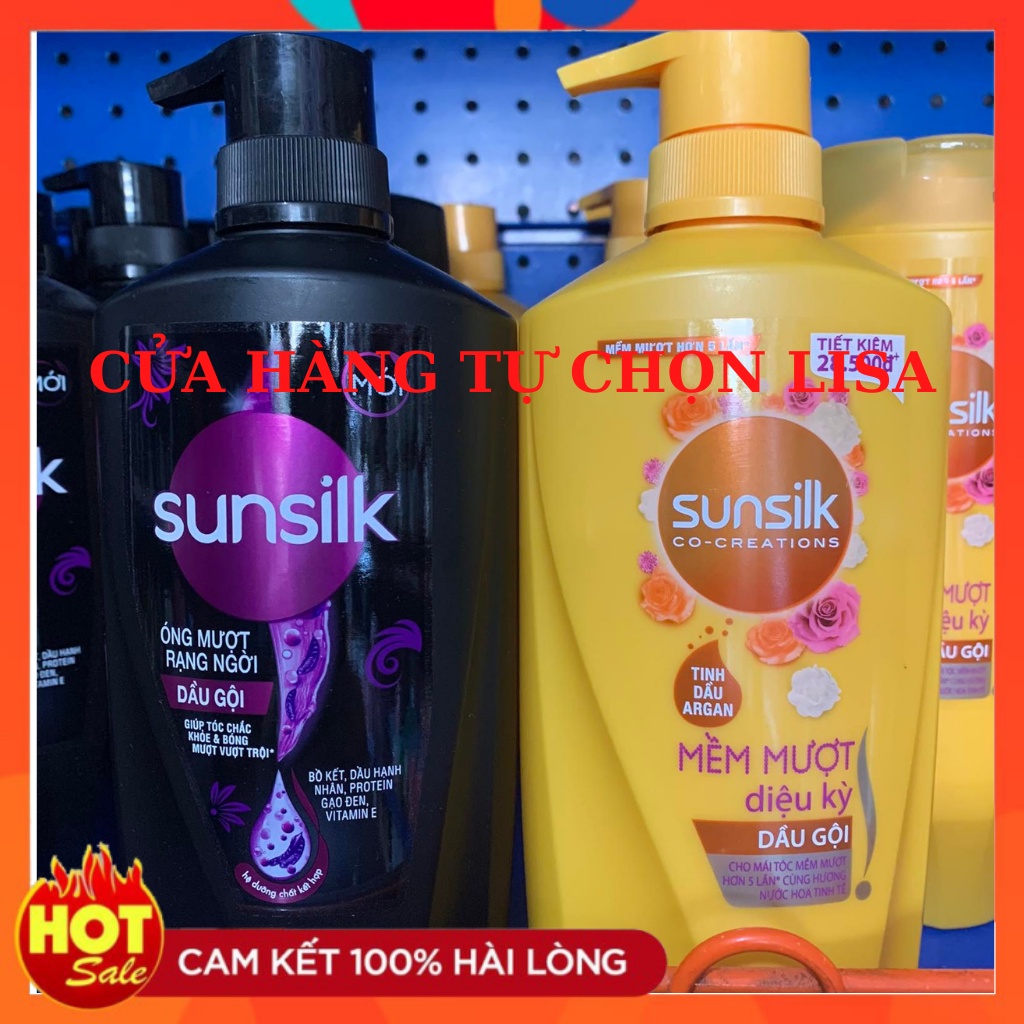 Dầu gội SunSilk óng mượt mềm mượt vàng/đen 650g