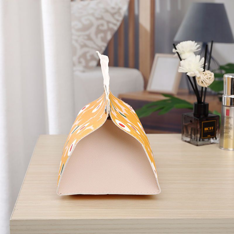 Hộp Đựng Khăn Giấy Giả Da Họa Tiết Hoa Phong Cách Bắc Âu