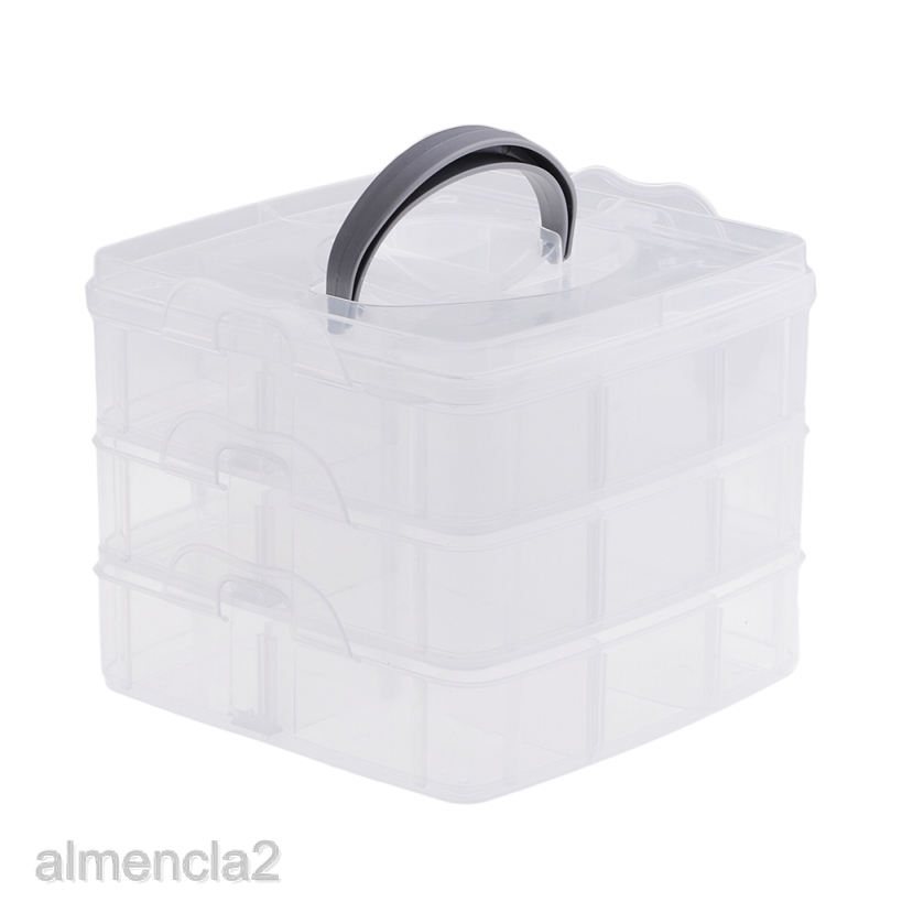 [ALMENCLA2] Clear Plastic Craft Bead Jewelry Home Office Storage Organizer Tool Box Case