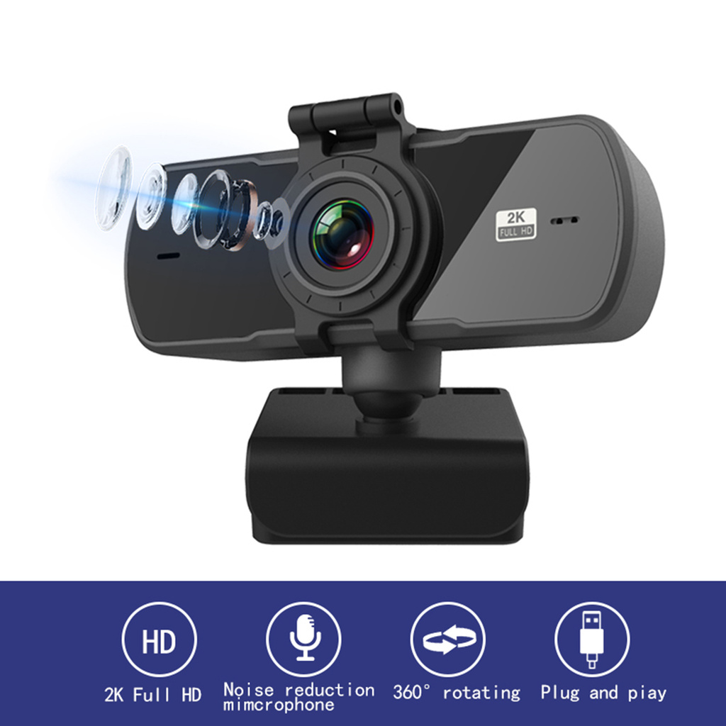 Webcam 2k Xoay 360 Độ Gắn Máy Tính Tiện Dụng