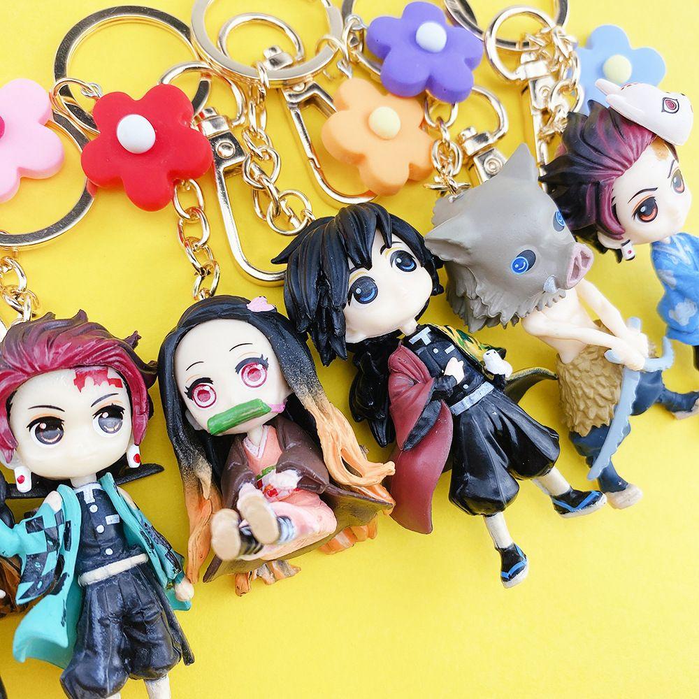 JONYE Móc Khóa Cao Su Họa Tiết Hoạt Hình Kimetsu No Yaiba 3D