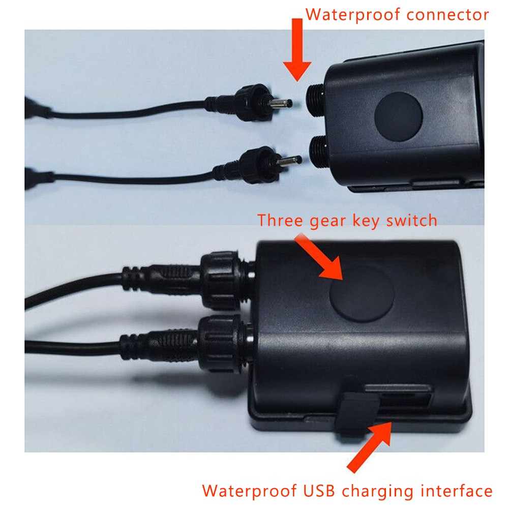 Bộ 2 dài đèn LED đôi tín hiệu gắn mũ bảo hiện chống thấm nước kèm phụ kiện