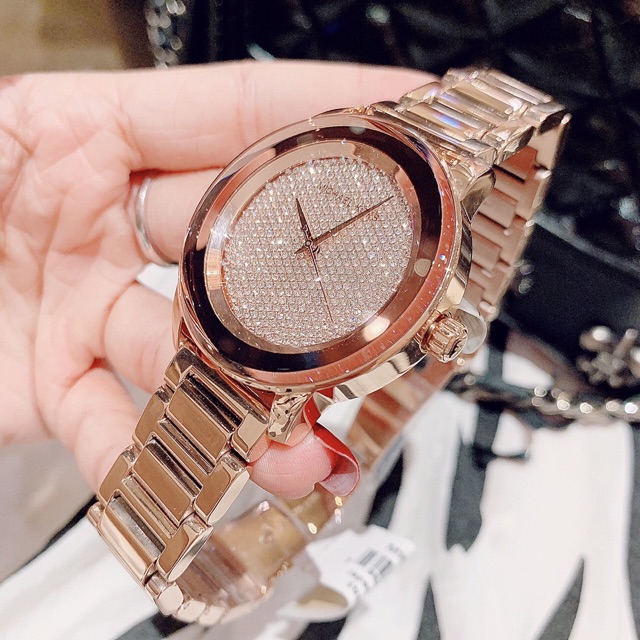 🌻🌼Đồng Hồ Nữ MICHAEL KORS MK6210 Kinley Crystal Pave Rose Dial with Rose gold-tone bracelet Ladies Watch 40mm