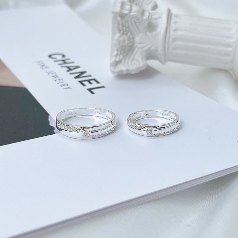 Nhẫn Cặp Đôi bạc khắc tên tình yêu nam nữ cao cấp NC064 - Trang Sức MINA JEWELRY