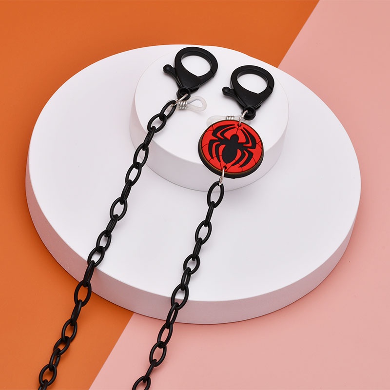 XiaoboACC Chuỗi Dây Đeo Giữ Khẩu Trang/ Kính Họa Tiết Siêu Anh Hùng Marvel Spider-Man Iron Man Captain America 50cm