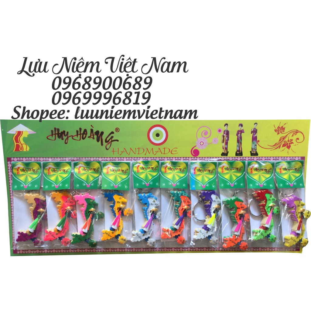 Bộ vỉ 10 móc khóa mô hình việt nam - 7cm