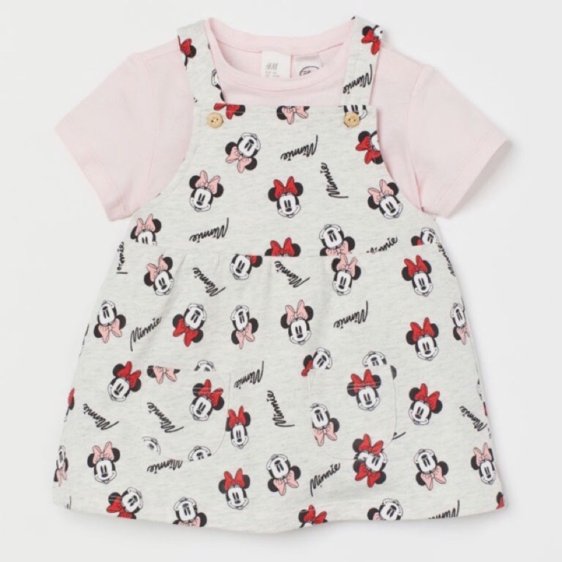 set yếm kèm áo Hm mickey minie bé gái