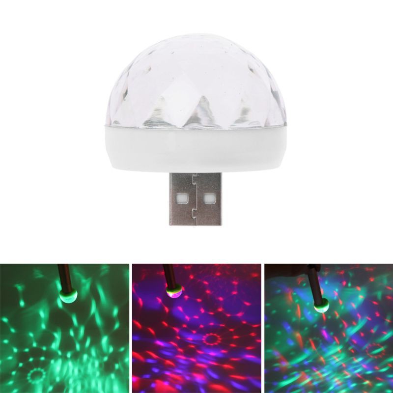 Đèn LED USB mini thu phát âm thanh cho xe hơi 5V RGB