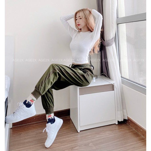 Quần JOGGER KAKI Thể Thao Nam nữ Unisex XANH LÍNH Hàng VNXK Chính Hãng AGE2X.