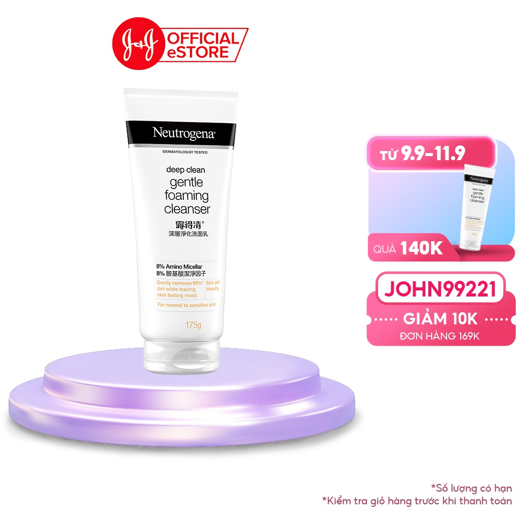 Sữa Rửa Mặt Neutrogena Làm Sạch Sâu & Kiểm Soát Nhờn - Deep Clean Foaming Cleanser