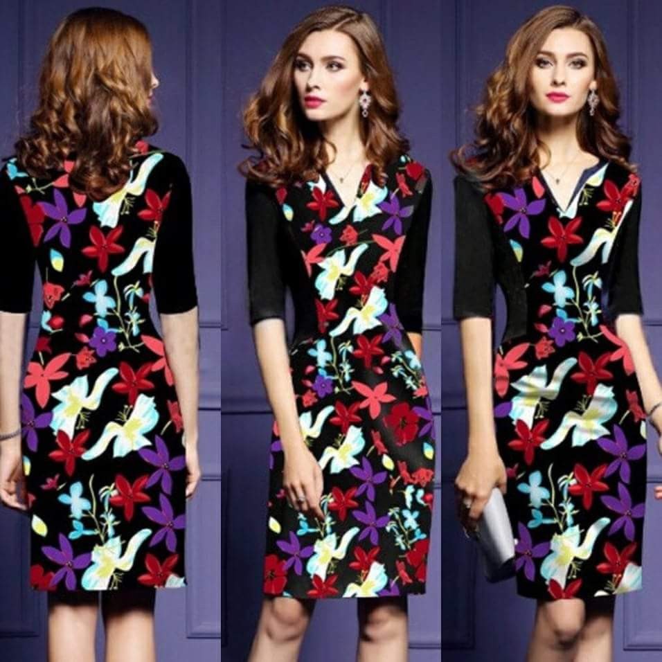 Đầm in 3D cổ V có size xxxl chim én mùa xuân cách điệu có size lớn