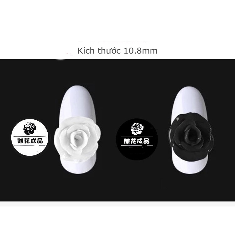 Hoa bột nail rose trắng đen 5 bông , hũ hoa hồng bột gắn móng trang trí chuyên nghiệp