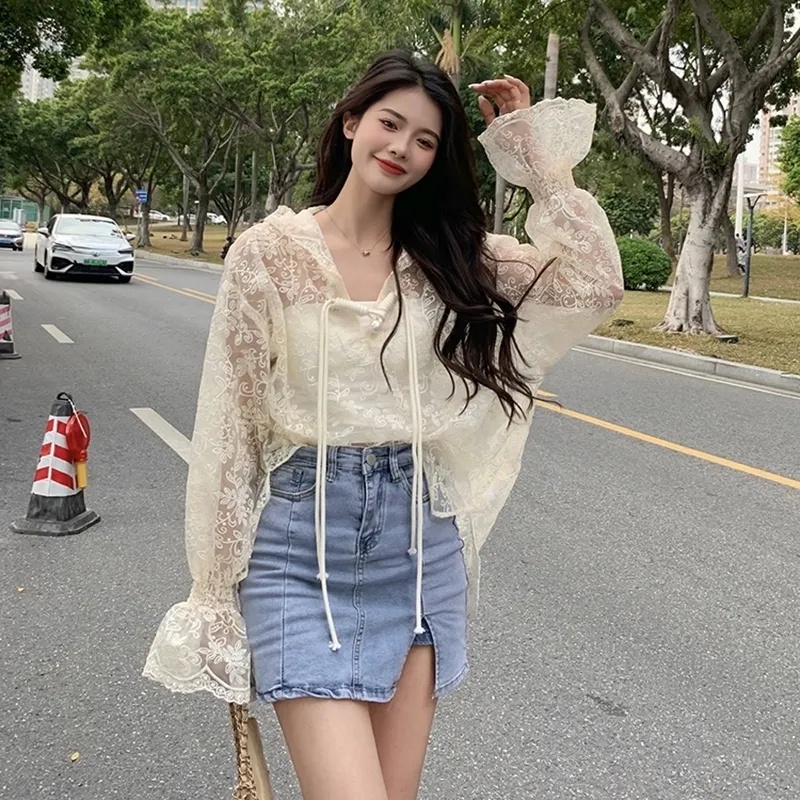 [MURIOKI] Áo Hoodie Ren Mỏng Tay Dài Chống Nắng Phong Cách Mới Dành Cho Nữ 2022