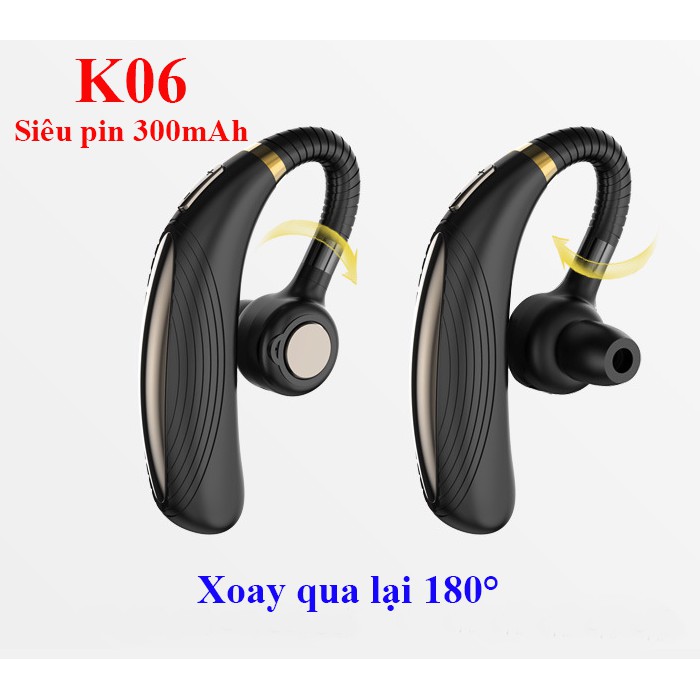 [Mã ELFLASH5 giảm 20K đơn 50K] tai nghe bluetooth pin trâu, bass mạnh K06