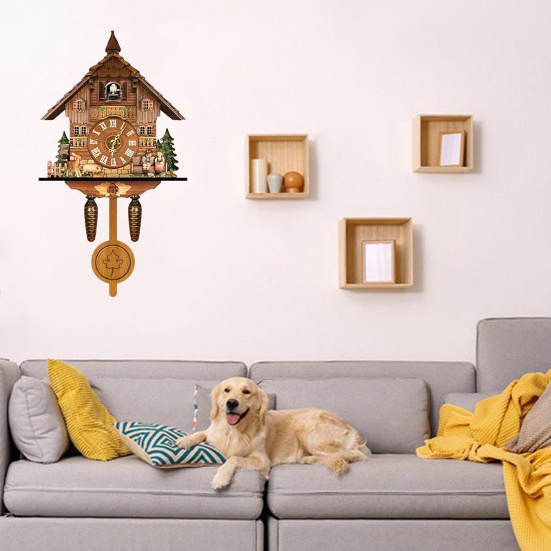 Cuckoo Clock Living Room Wall Clock Retro Style Forest Cuckoo Alarm