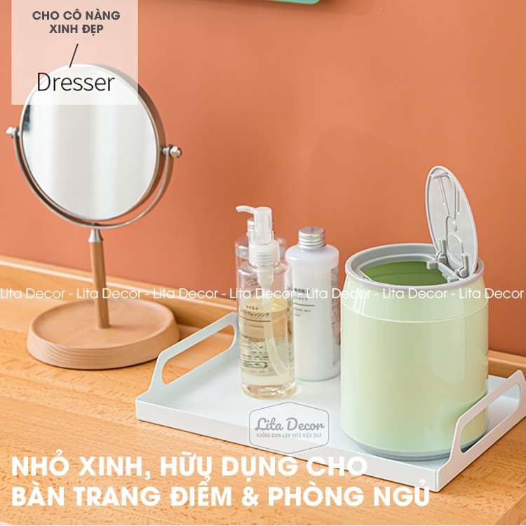 Thùng rác Mini Để bàn giá rẻ, chất liệu nhựa cứng PP, dung tích 1.8 lít, đa năng - Mã TR02 - Lita Decor