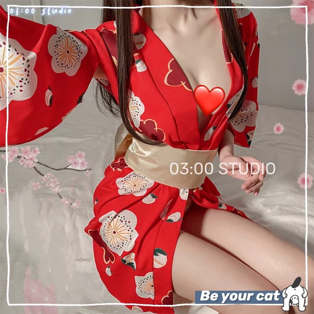 （Giao hàng bảo mật）🍉Váy ngủ sexy🍉Nhật Bản kimono phong cách kèm nơ thắt eo gợi cảm--024