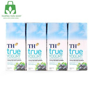 Lốc 4 hộp sữa chua uống TH True Yogurt vị Việt Quất 180ml