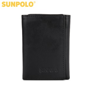 Ví gấp ba nam da bò SUNPOLO Đen Xanh Đỏ - WSTF51