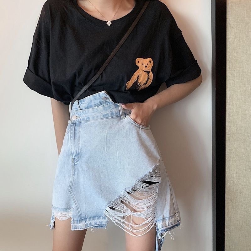 Chân váy jean ✅QUẢNG CHÂU✅chân váy denim nữ đẹp kiểu rách hotttend, hàng order taobao sẵn | BigBuy360 - bigbuy360.vn
