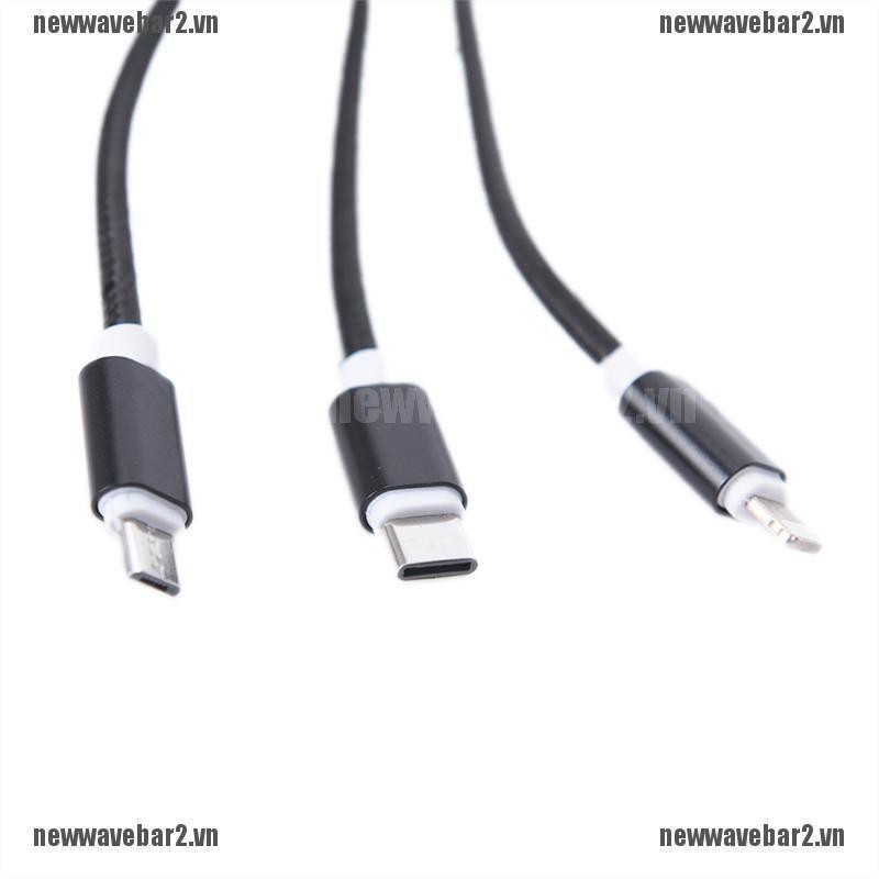 Dây cáp sạc đồng bộ dữ liệu Micro USB Loại C 3 trong 1 thích hợp cho iPhone