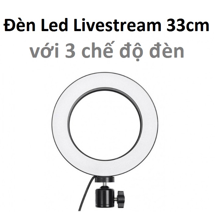 Đèn led livestream 33cm (Φ33) 3 chế độ đèn tích hợp kẹp điện thoại