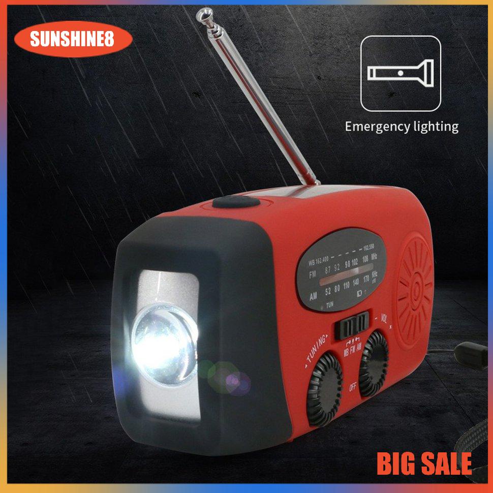 Đài radio cầm tay có đèn LED sử dụng năng lượng mặt trời