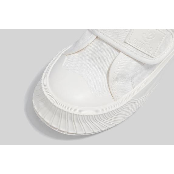 Giày Lười Canvas Hở Hai Cách Mang Quai Dán Màu Trắng Phong Cách Mới Mùa Hè 2022 Cho Nữ