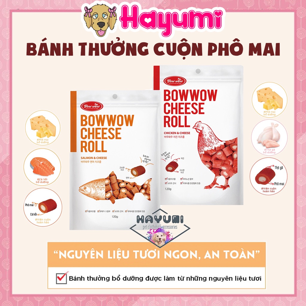 BÁNH THƯỞNG THỊT CUỘN PHÔ MAI DÀNH CHO THÚ CƯNG - HAYUMI